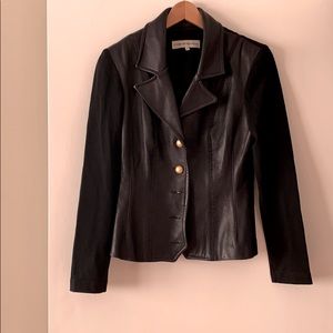 Leather shirt jacket